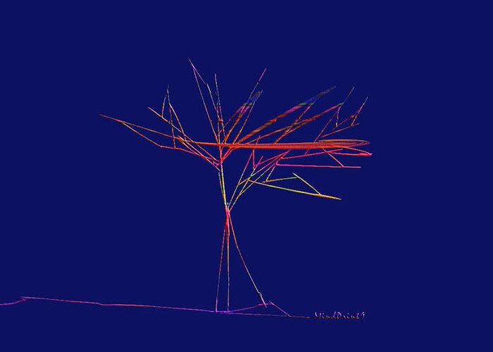 Tree Greeting Card featuring the digital art Tree Outline by Asok Mukhopadhyay