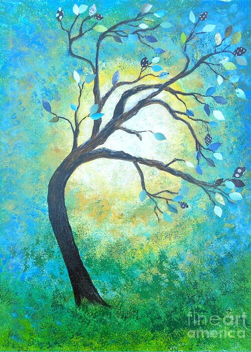 Tree Greeting Card featuring the painting Tree tango by Phiddy Webb