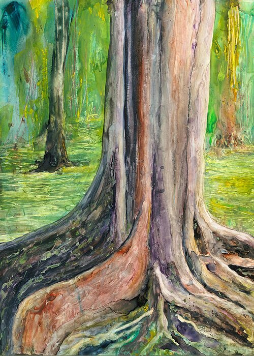Landscape Greeting Card featuring the painting Tree Time by Gary DeBroekert