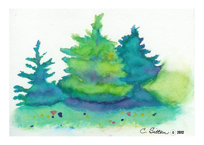 C Sitton Paintings Greeting Card featuring the painting Trees 2 by C Sitton