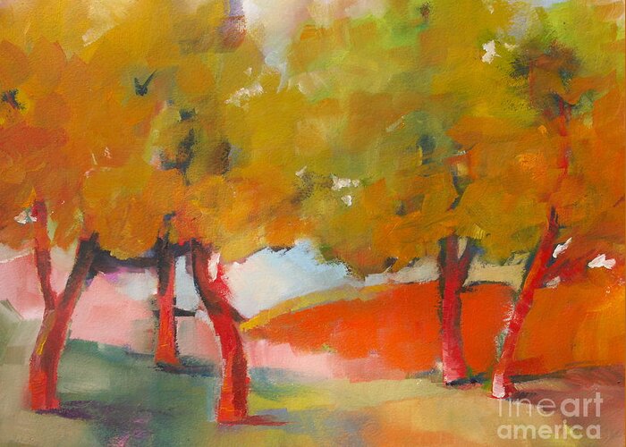 Landscape Greeting Card featuring the painting Trees #5 by Michelle Abrams