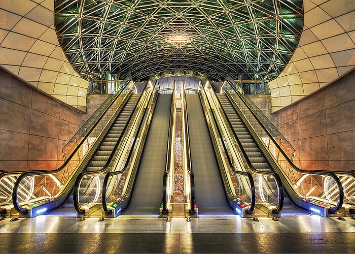 Escalator Greeting Card featuring the photograph Triangeln Station Escalators by EXparte SE