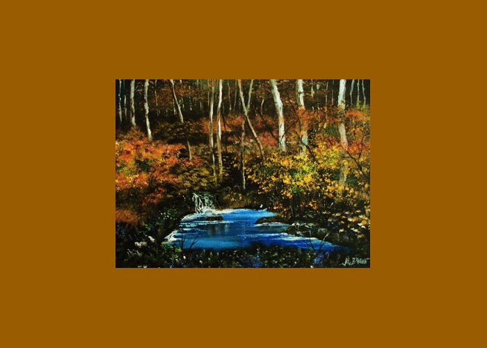 Landscapes Greeting Card featuring the painting Autumn in the Deep Forest by Al Brown