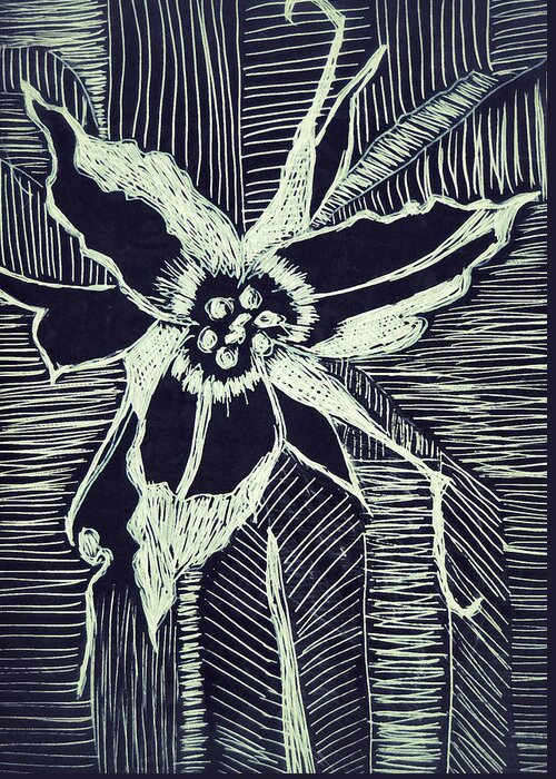 Trillium Greeting Card featuring the drawing Trillium in Black and White by Patricia Januszkiewicz