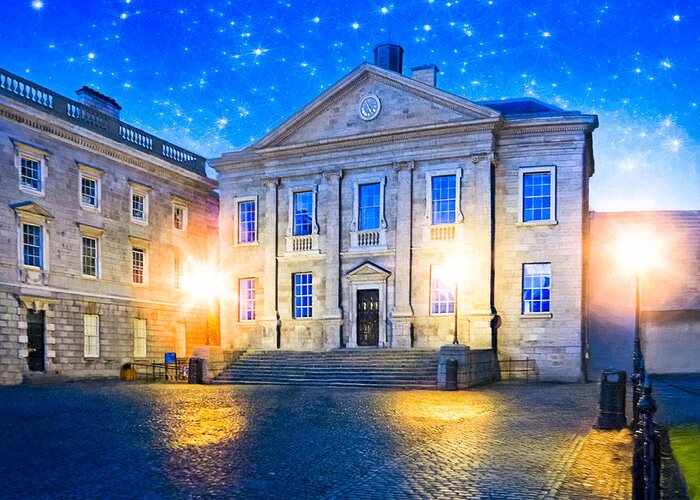 Dublin Greeting Card featuring the photograph Trinity College Dining Hall at Night by Mark Tisdale