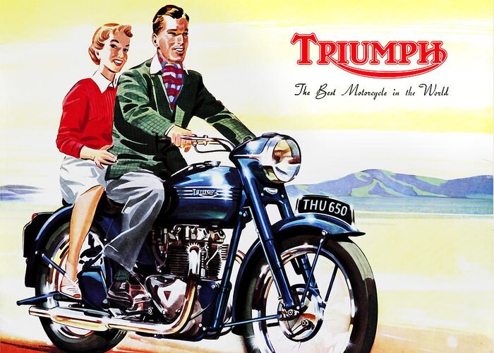 Vintage Motorcycle Greeting Card featuring the photograph Triumph 1953 by Mark Rogan