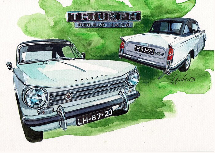 Triumph Herald 13/60 Greeting Card featuring the painting Triumph Herald by Yoshiharu Miyakawa