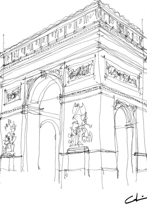 Sketch Greeting Card featuring the drawing Triumphal Arch Sketch by Calvin Durham