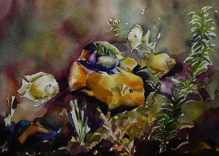 Art Greeting Card featuring the painting Tropical Fish by Julianne Felton