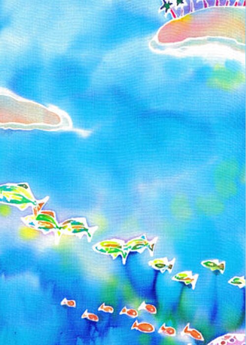 Okinawa Greeting Card featuring the painting Tropical fishes by Hisayo OHTA