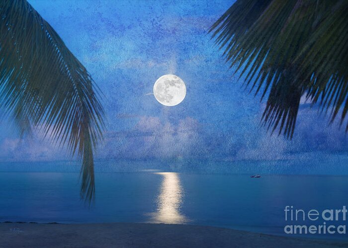 Seascape Greeting Card featuring the photograph Tropical Moonglow by Betty LaRue
