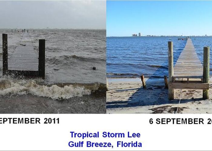 Difference Greeting Card featuring the photograph Tropical Storm Lee Difference a Day Makes by Jeff at JSJ Photography