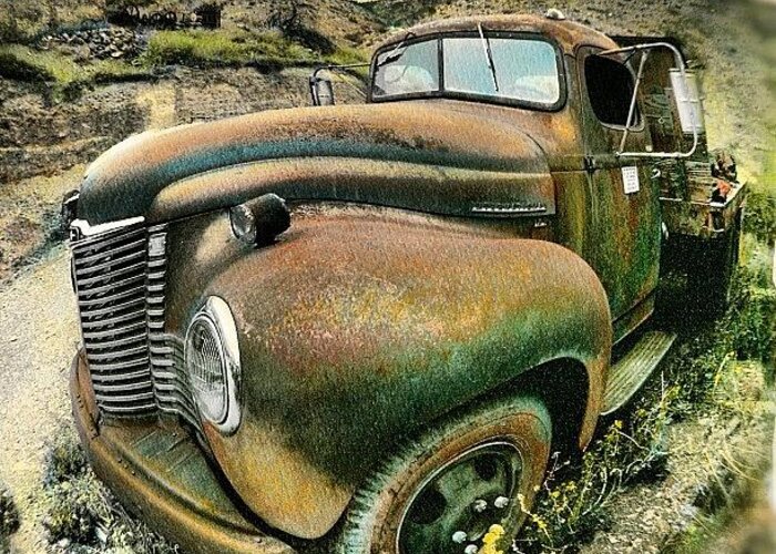 Antique Greeting Card featuring the photograph #truck #rust #rusty #pickup #photo by Jill Battaglia