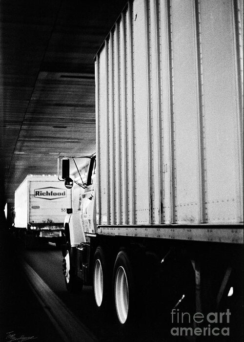 Traffic Greeting Card featuring the photograph Truck Traffic in Tunnel by Tom Brickhouse