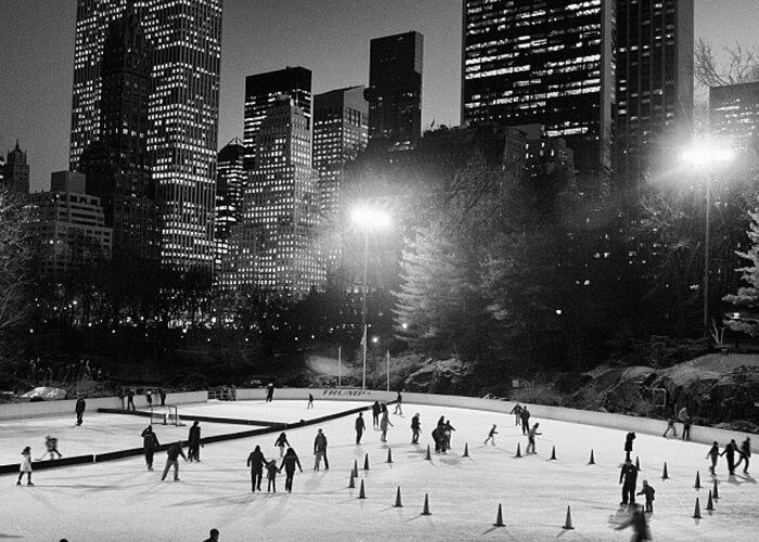 Centralpark Greeting Card featuring the photograph #trumprink #iceskating #centralpark by Mike Fletcher