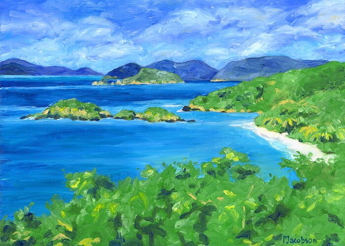 Trunk Bay Greeting Card featuring the painting Trunk Bay by Pauline Walsh Jacobson