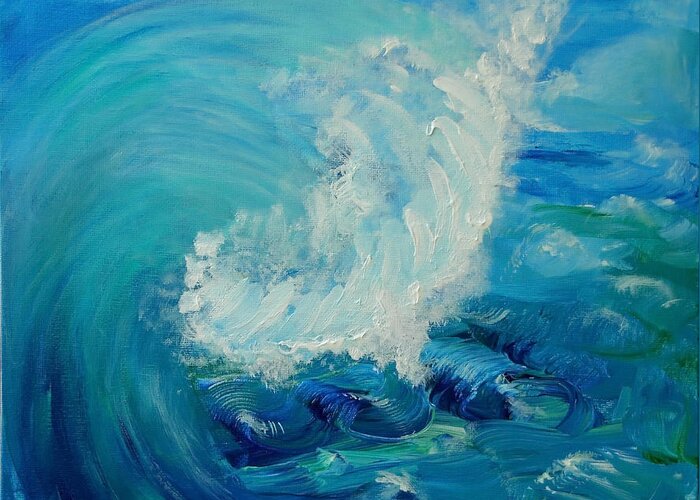 Ocean Greeting Card featuring the painting Tsunami by Donna Blackhall