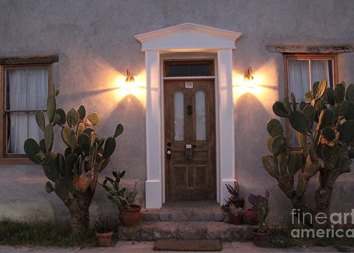 Bario Greeting Card featuring the photograph Tucson Doors at Dusk by Diane Lesser