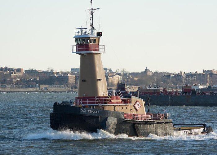New York City Harbor Tugboat Dace Reinauer Greeting Card featuring the photograph Tugboat Dace Reinauer by Kenneth Cole