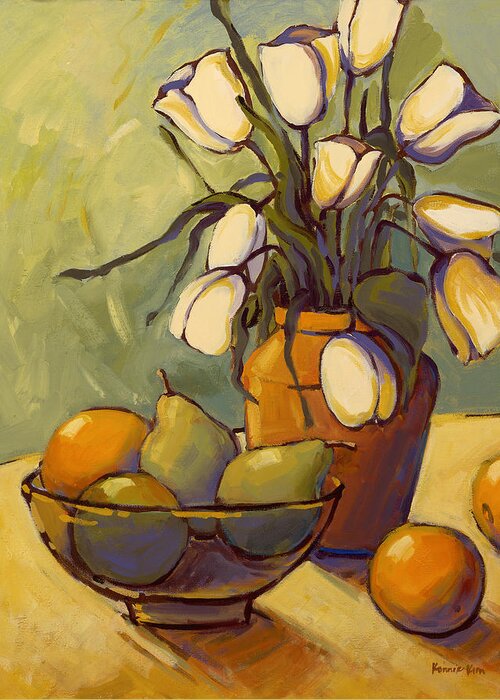 Tulips Greeting Card featuring the painting Tulips 2 by Konnie Kim