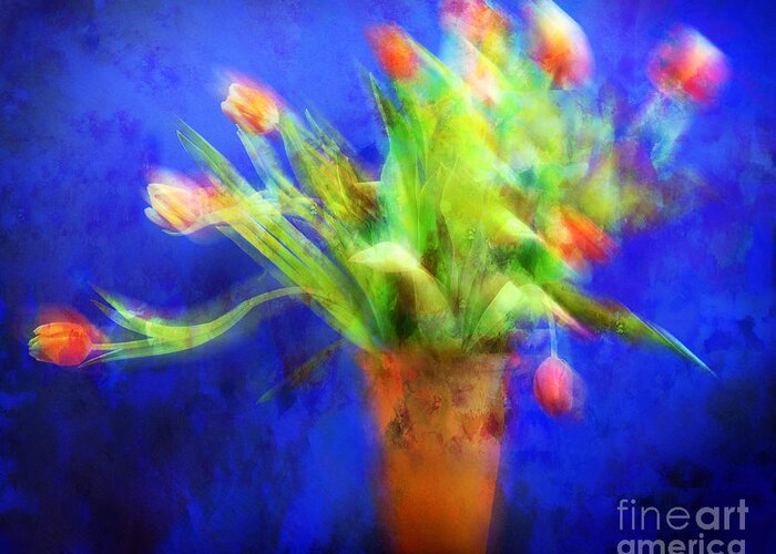 Abstract Greeting Card featuring the photograph Tulips in the Blue by Edmund Nagele FRPS