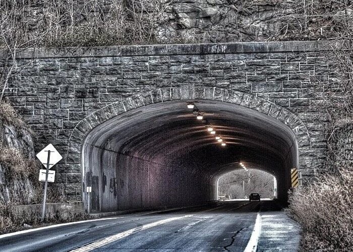 Roadway Greeting Card featuring the photograph #tunnel #coldspringny #road #roadway by Tiffany Anthony