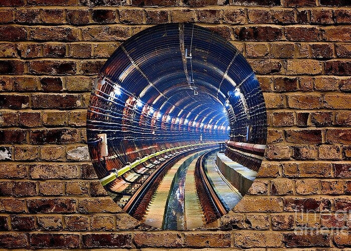 Tunnel Art Greeting Card featuring the mixed media Tunnel by Marvin Blaine