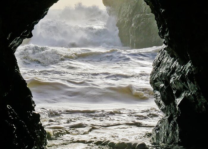 Stormwaves Greeting Card featuring the photograph Tunnel to the Sea by Tommy Farnsworth