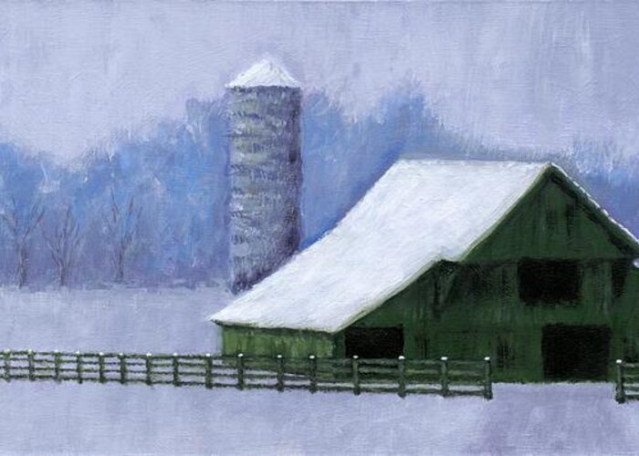 Barn Greeting Card featuring the painting Turner Barn in Brentwood by Janet King