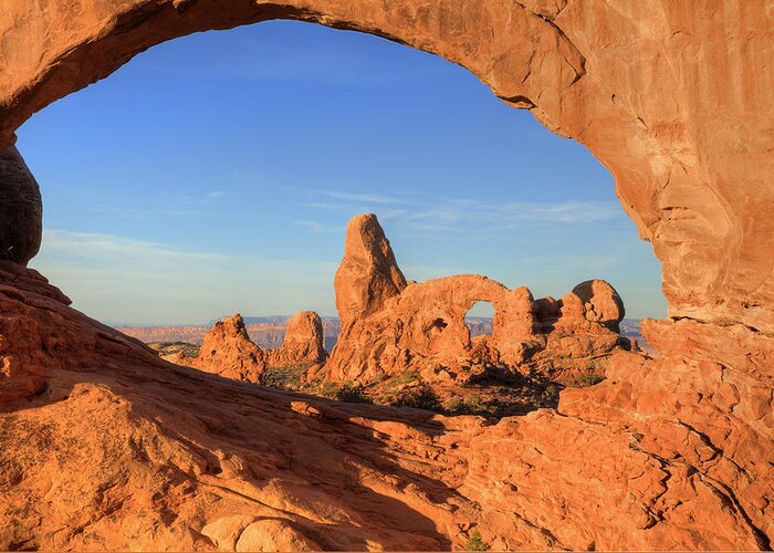 Rock Greeting Card featuring the photograph Turret Arch through North Window by Alan Vance Ley