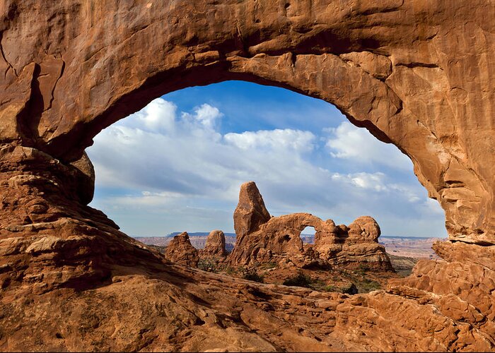 Nis Greeting Card featuring the photograph Turret Arch Through North Window Arch by Erik Joosten