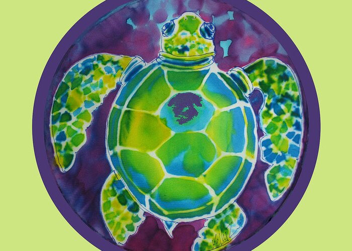Tutle Greeting Card featuring the painting Turtle Bubble on Sherbert Ocean by Kelly Smith