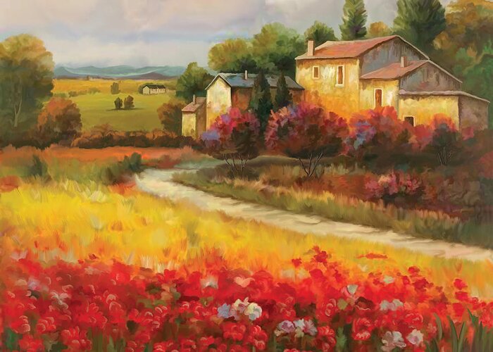 Tuscany Greeting Card featuring the painting Tuscan Villa by Tim Gilliland