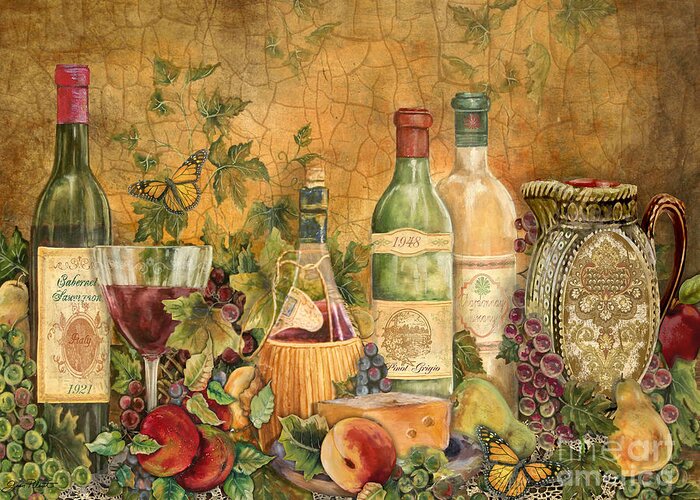 Acrylic Painting Greeting Card featuring the painting Tuscan Wine Treasures by Jean Plout