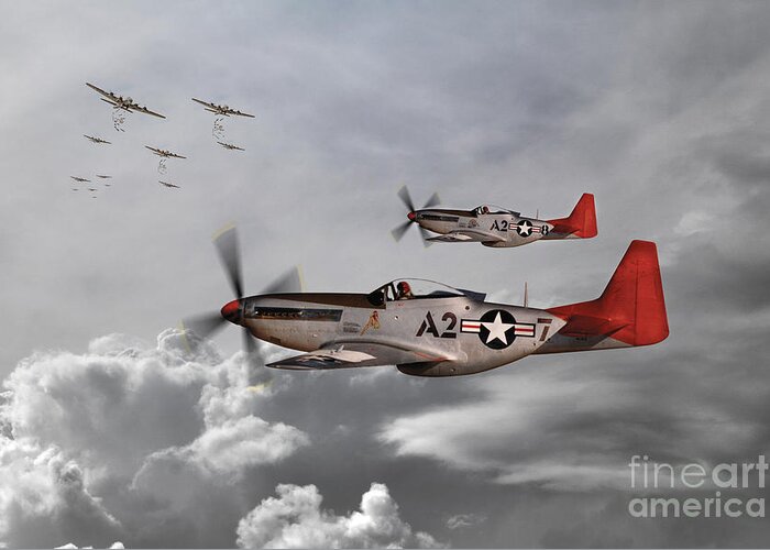 P51 Greeting Card featuring the digital art Tuskegee Airmen by Airpower Art