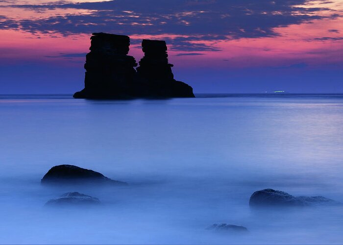 Scenics Greeting Card featuring the photograph Twin Candlesticks Islets At Dawn by Maxchu