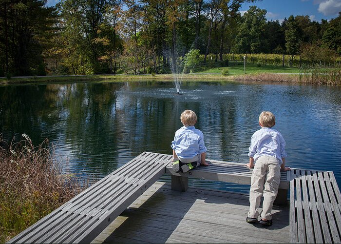 2013 Greeting Card featuring the photograph Twins at Pond by Monroe Payne