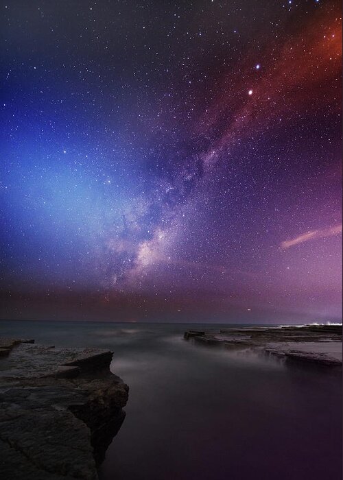 Social Issues Greeting Card featuring the photograph Twins Color Milky Way by Alex Teng