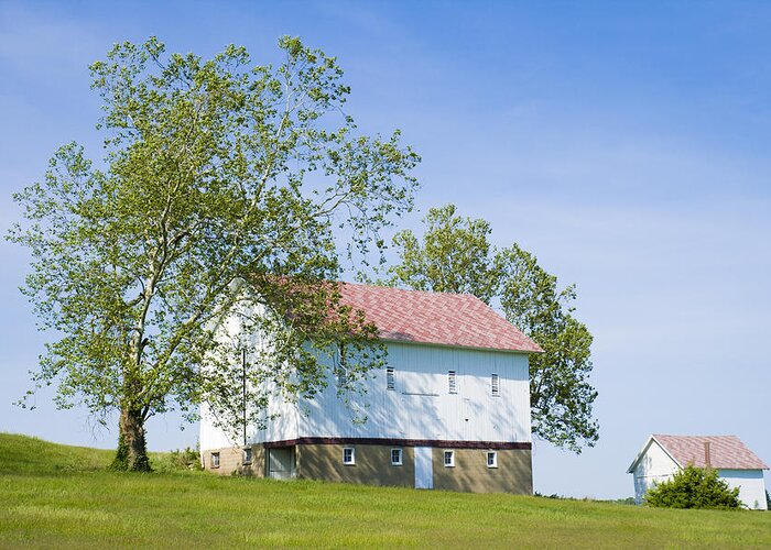 Barns Greeting Card featuring the photograph Two Barns by Alexey Stiop