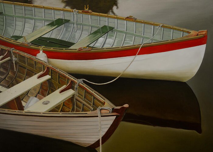 Boat Greeting Card featuring the painting Two Boats by Thu Nguyen