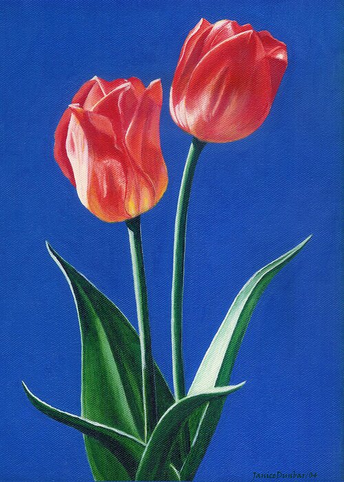 Tulips Greeting Card featuring the painting Two Tulips by Janice Dunbar