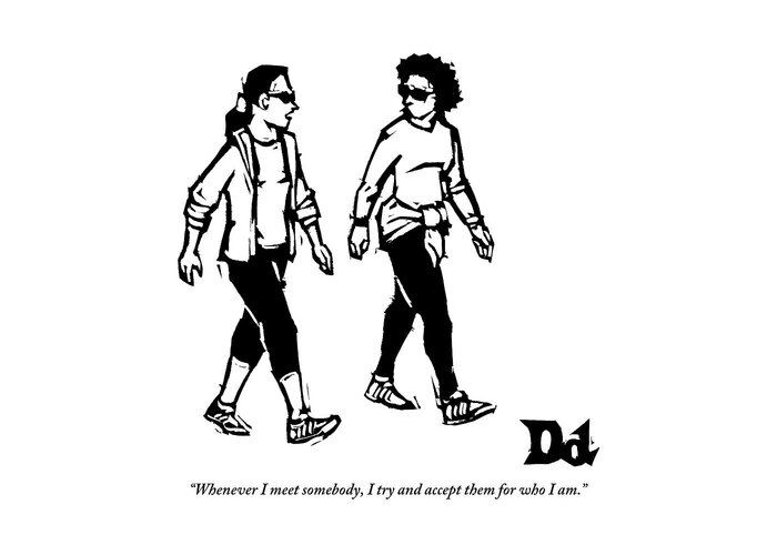 Exercise Greeting Card featuring the drawing Two Women Are Walking In Exercise Clothes by Drew Dernavich