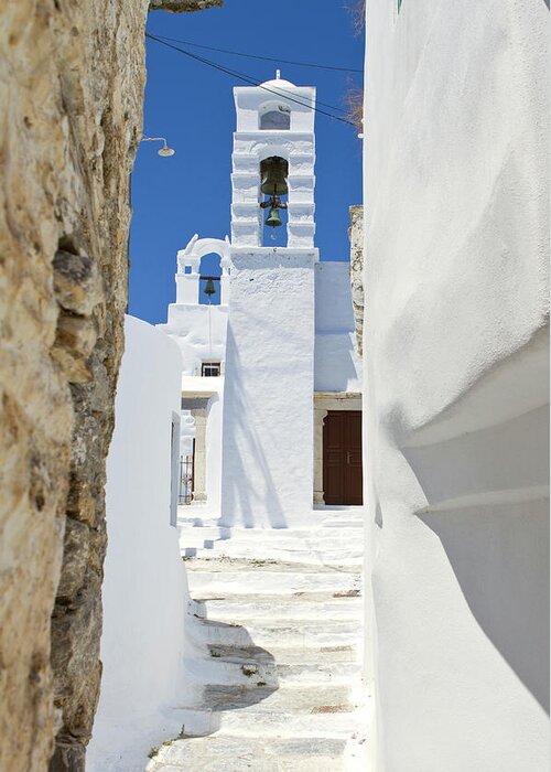 Architectural Feature Greeting Card featuring the photograph Typical Greek Alley Of A Village by Joakimbkk