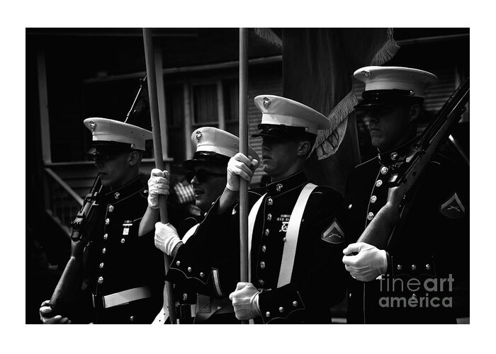 Frankjcasella Greeting Card featuring the photograph U. S. Marines - Monochrome by Frank J Casella