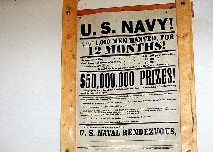Sign Greeting Card featuring the photograph U. S. Navy Men Wanted by Pamela Hyde Wilson