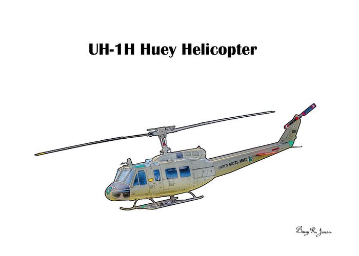 Huey Helicopter Greeting Card featuring the digital art UH-IH Huey Helicopter by Barry Jones