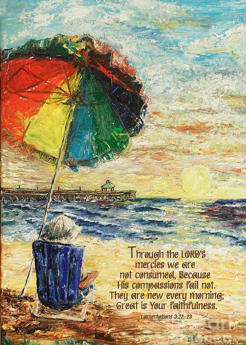 Umbrella Greeting Card featuring the painting Umbrella Sunrise Lamentations 2 by Janis Lee Colon