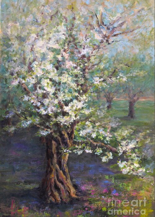 Art Greeting Card featuring the painting Under the Apple Tree by B Rossitto