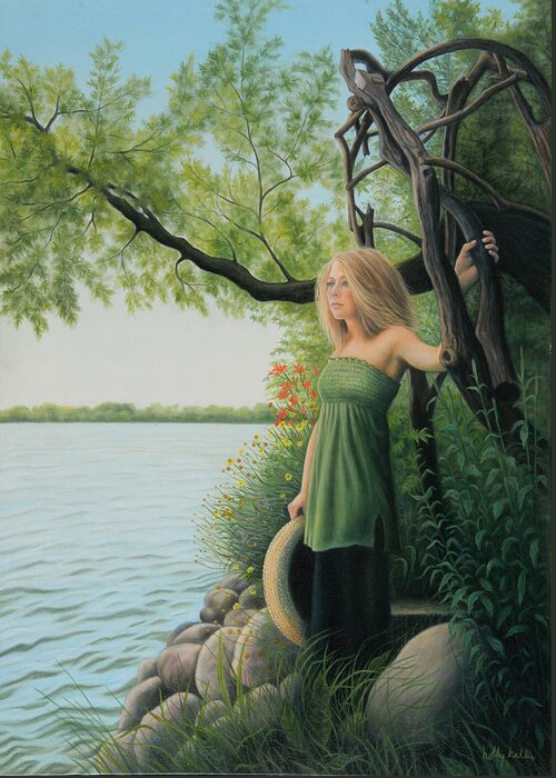 Realistic Greeting Card featuring the painting Under the Arbor by Holly Kallie