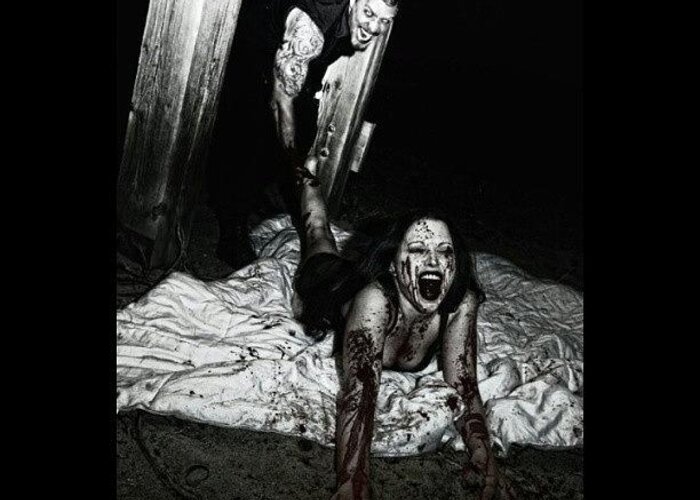 Horror Greeting Card featuring the photograph Under The Boardwalk With Joe And Alina by Sid Graves
